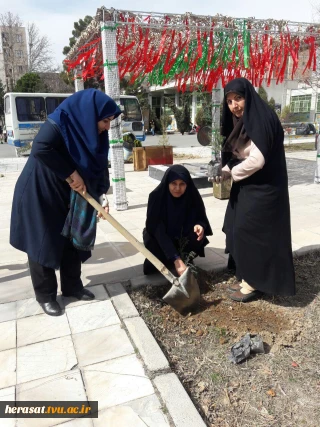 کاشت نهال  توسط مسئول حراست آموزشکده  دختران کرج به مناسبت روز درختکاری